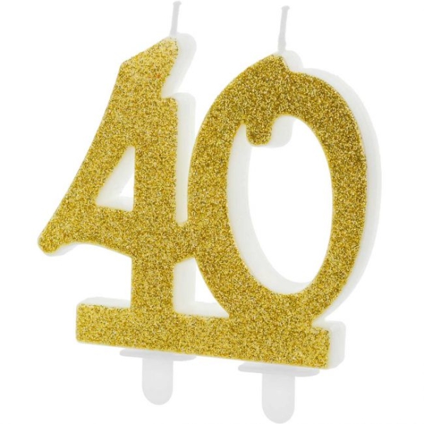 Number Candle Modern - 40 - Gold